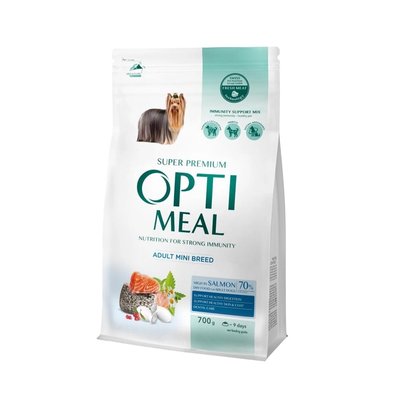 Сухий корм Optimeal для дорослих собак мініатюрних порід з високим вмістом лосося 700 г (4820269140011) 000077804 фото
