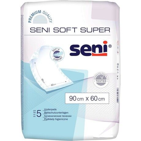 Пелюшки для немовлят Seni Soft Super 90х60 см 5 шт (5900516690328) В00189857 фото