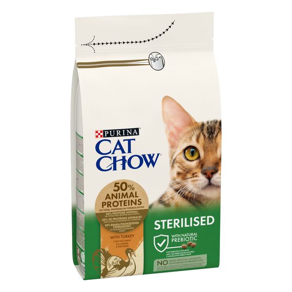 Сухий корм CAT CHOW Sterilised для дорослих котів після стерилізації, з індичкою 1.5 кг (7613287329516) 000071461 фото