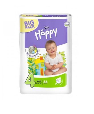 Підгузки дитячі Bella Baby Happy Maxi 4 8-18 кг 66 шт (5900516602888) В00300417 фото