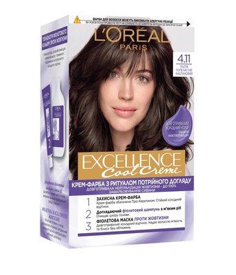 Фарба для волосся L'Oreal Paris Excellence Cool Creme 4.11 Ультрапепельний каштановий (3600524094126) В00307261 фото