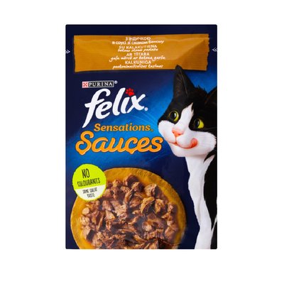 Влажный корм для кошек Purina Felix Sensations Sauces с индейкой в соусе со вкусом бекона 85 г (7613039841686) 000071580 фото