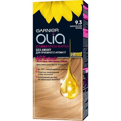 Фарба для волосся Garnier Olia Базова лінійка відтінок 9.3 Золотистий блонд 112 мл (3600542243582) В00093214 фото