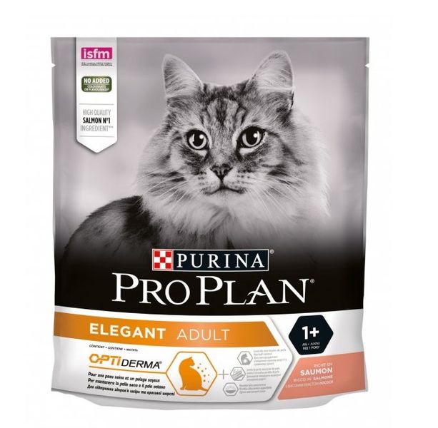 Сухий корм Pro Plan Elegant Adult 1+ для дорослих котів з чутливою шкірою, з лососем 400 г (7613036544962) 000076785 фото