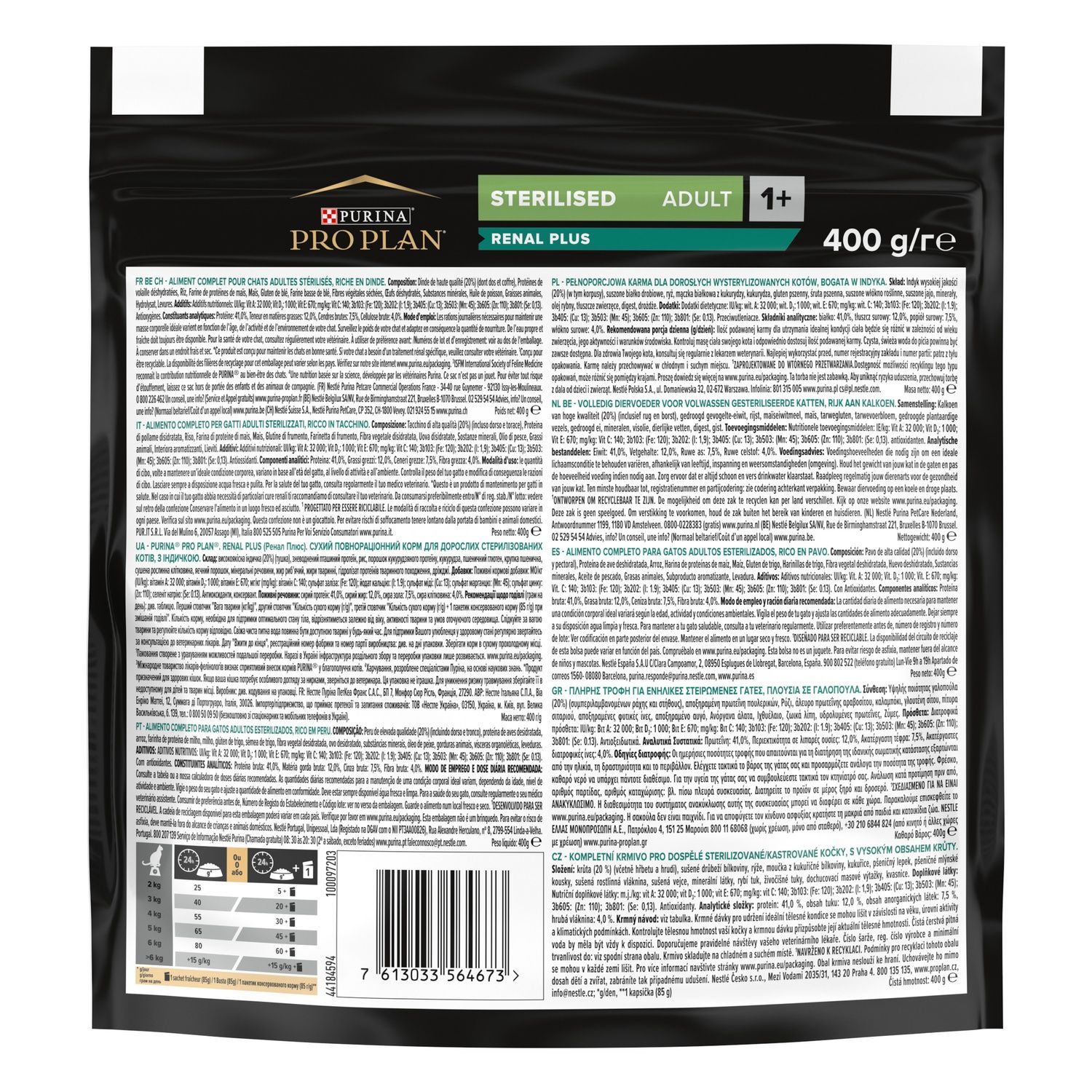 Сухой корм Purina PRO PLAN Sterilised Adult 1+ Renal Plus для взрослых кошек после стерилизации, с индейкой 400 г (7613033564673) 000086847 фото