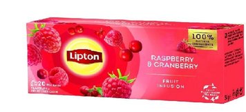 Чай Lipton Raspberry Cranberry фруктовый 20 пакетиков (8720608014071) 000075910 фото