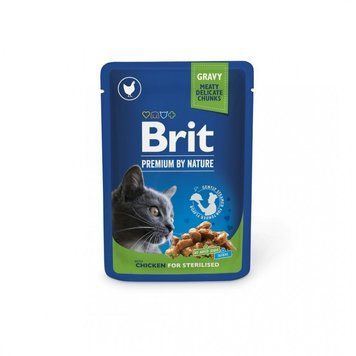 Корм влажный Brit Premium Cat Sterilised Chicken Slices pouch для стерилизованных кошек с курицей 100 г (8595602506033) S1111142143 фото
