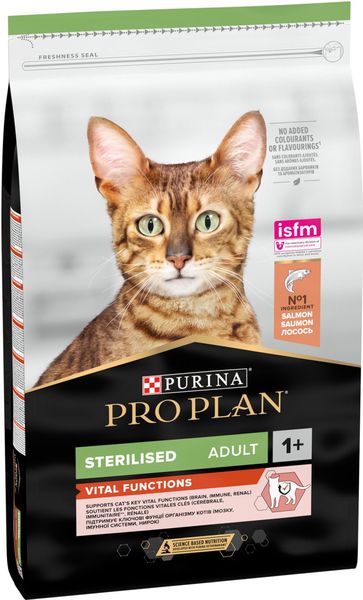 Сухой корм Purina Pro Plan Sterilised Adult 1+ для стерилизованных кошек с лососем 10 кг (7613036517164) 000076812 фото