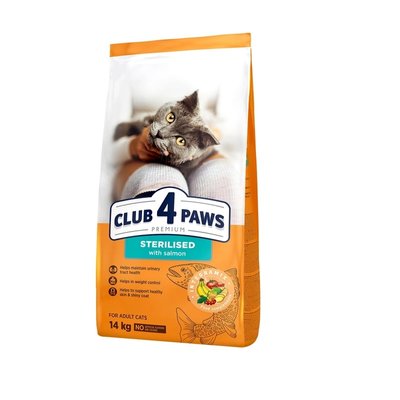 Сухий корм Club 4 Paws Premium для стерилізованих котів з лососем 14 кг (4820215369497) 000076312 фото