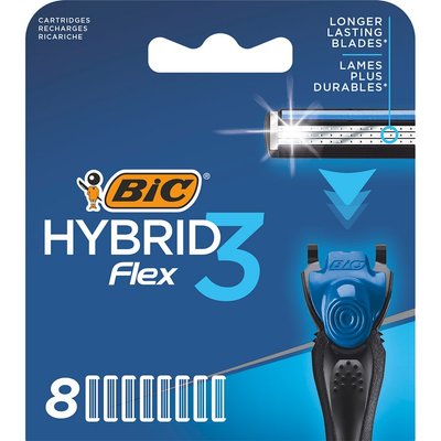 Змінні картриджі для гоління (леза) чоловічі BIC Flex 3 Hybrid 8 шт. (3086123480933) В00196240 фото