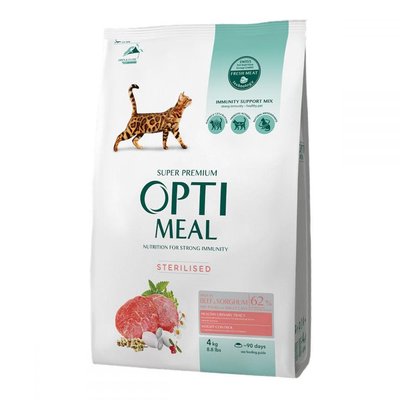 Сухий корм Optimeal для стерилізованих котів з високим вмістом яловичини 10кг.(4820215364355) 000064609 фото