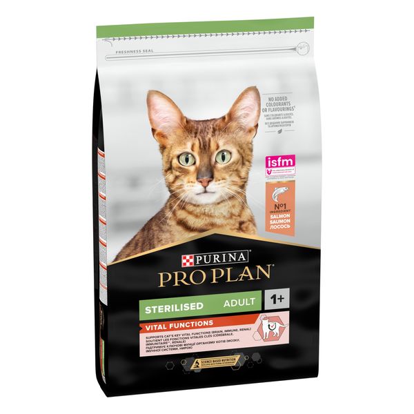 Сухой корм Purina Pro Plan Sterilised Adult 1+ для стерилизованных кошек с лососем 10 кг (7613036517164) 000076812 фото