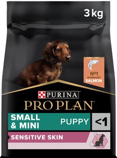 Сухий корм PRO PLAN Small&Mini Puppy Sensitive для цуценят дрібних порід з чутливою шкірою, з лососем 3 кг (7613035123809) 000073288 фото