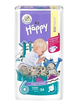 Подгузники детские Bella Baby Happy 6 Junior Extra 16 кг + 54 шт (5900516601157) В00300420 фото