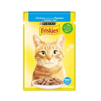 Влажный корм для кошек Purina Friskies кусочки в подливке с лососем 85 г (7613036962230) 000035246 фото