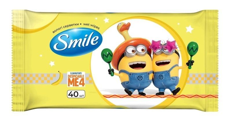 Салфетки влажные Smile Миньоны детские 40 шт (4823071664294) В00318539 фото