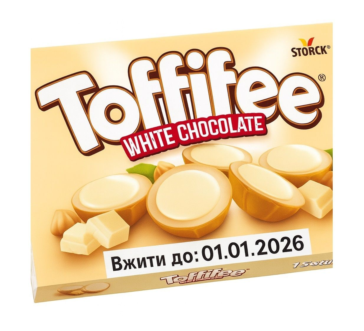 Конфеты Toffifee из белого шоколада с карамелью и целым фундуком 125 г. (4014400932959) 000082038 фото
