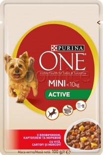 Влажный корм для собак Purina One Mini Adult с говядиной и картофелем в подливе, 100 г.( 7613036473477) 000070600 фото