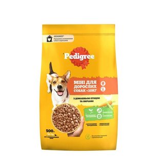 Сухой корм для взрослых собак малых пород PEDIGREE с птицей и овощами 500 г (5998749143421) 000078829 фото