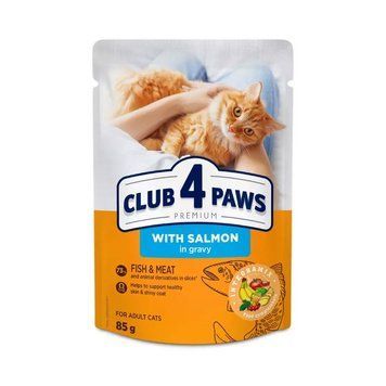 Вологий корм Club 4 Paws Premium Salmon in Gravy для дорослих котів, лосось в соусі 85 г. (4820269143616) 000081053 фото