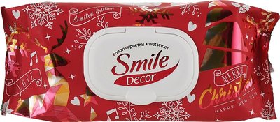 Вологі серветки Smile Dеcor New Year, з клапаном, 60 шт. (4823071626537) В00193377 фото