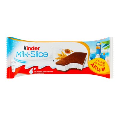 Тістечко бісквітне Kinder Milk Slice з молочною начинкою 28 г (40084725) 000028337 фото