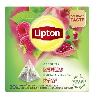 Чай зелений Raspberry&Pomegranate Lipton 1.4*20 (8712100637810) 000074343 фото