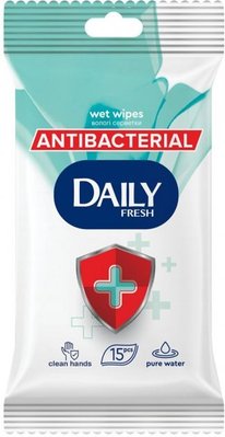 Вологі серветки Daily Fresh антибактеріальних 15 шт.(4823071647013) В00193596 фото