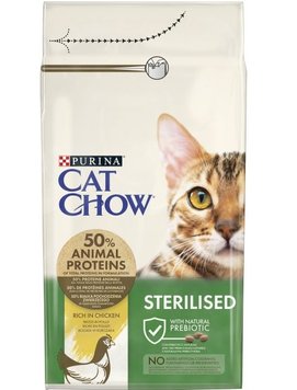 Сухой корм CAT CHOW Sterilised для взрослых кошек после стерилизации, с курицей 1.5 кг (7613032233396) 000030047 фото