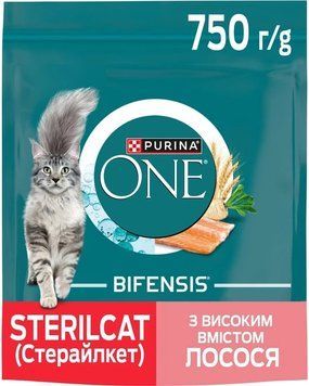 Сухой корм Purina One Sterilcat Bifensis для взрослых кошек после стерилизации с лососем 750 г (8445291804135) 000088549 фото