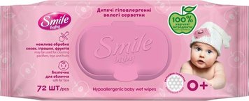 Дитячі вологі серветки Smile Baby для новонароджених з клапаном 72 шт (4823071617870) В00144725 фото