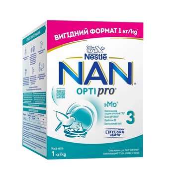 Cуміш молочна суха NAN 3 Optipro з олігосахаридом 2´FL для дітей від 12 місяців 1 кг (8445291127296) В00312828 фото