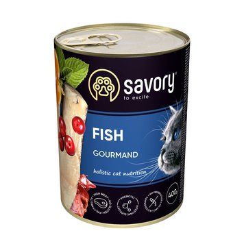 Корм влажный Savory Cat Can Adult Fish консервы для прихотливых кошек с рыбой 400 г (4820232630655) S1111165069 фото