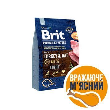 Корм сухой Brit Premium Dog Light для собак с избыточным весом с индейкой 3 кг (8595602526581) S1111150974 фото