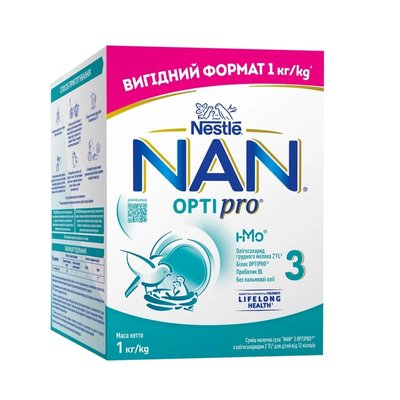 Cуміш молочна суха NAN 3 Optipro з олігосахаридом 2´FL для дітей від 12 місяців 1 кг (8445291127296) В00312828 фото