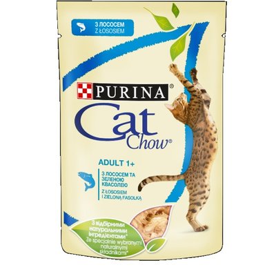 Вологий корм Purina Cat Chow Adult для котів лосось та зелений горошок в желе 85г для дорослих котів (7613036595063) 000070721 фото