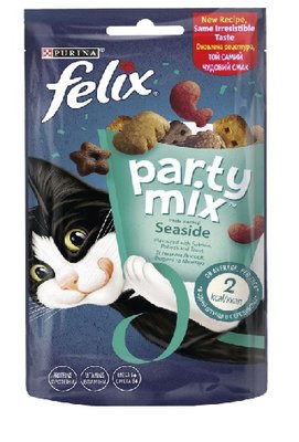 Ласощі Purina Felix Party Mix Ocean Mix для котів, океанічний мікс зі смаком лосося та форелі, 60 г. (7613287631435) 000076990 фото