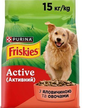 Сухий корм для дорослих собак з підвищеною активністю Purina Friskies Active з яловичиною 15 кг. (7613031394876) 000080854 фото