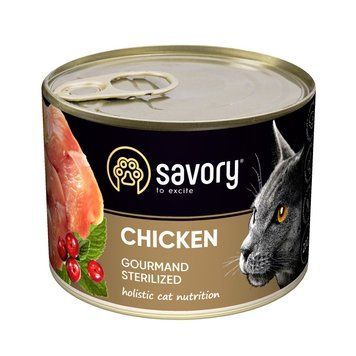 Корм влажный Savory Cat Can Adult Sterilised консервы для стерилизованных кошек с курицей 200 г (4820232630754) S1111165065 фото