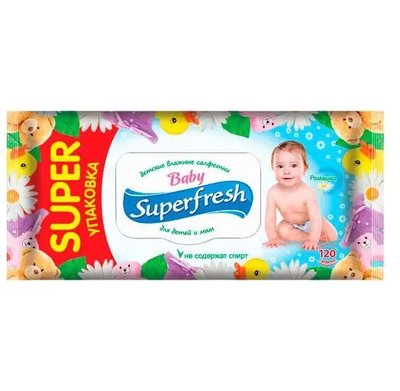 Вологі серветки Super Fresh для дітей і мам з клапаном 120 шт. (4823071619010) В00143556 фото