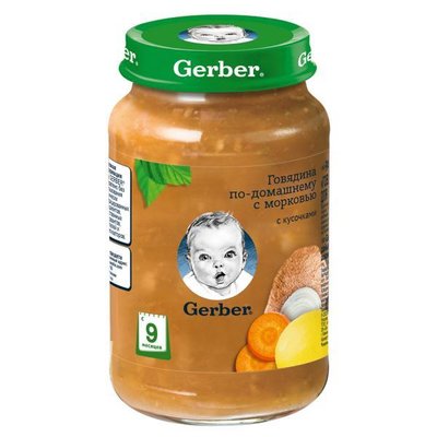 Пюре Gerber яловичина по-домашньому з морквою 190 г (7613036460965) В00087522 фото