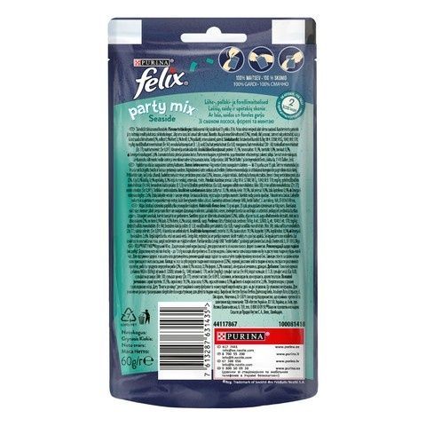 Лакомство Purina Felix Party Mix Ocean Mix для кошек, океанический микс со вкусом лосося и форели, 60 г. (7613287631435) 000076990 фото