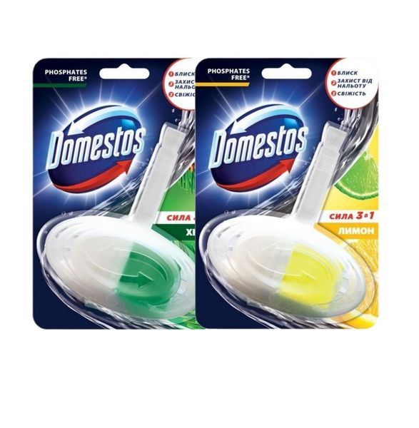 Набор Domestos Блок для унитаза гигиенический Лимон + сменный блок Хвоя 2 шт*35 г (8720633015135) В00320576 фото