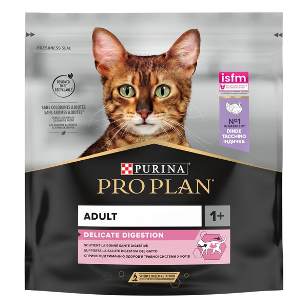 Сухой корм для кошек Purina Pro Plan Adult 1+ Delicate Digestion с чувствительным пищеварением, индейка 400 г (7613033568671) 000029928 фото