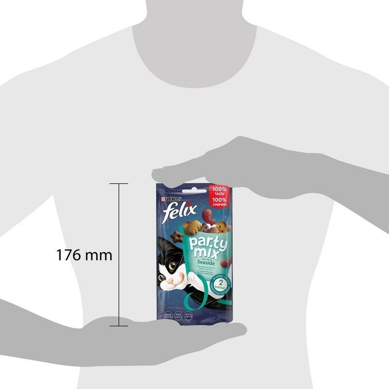 Лакомство Purina Felix Party Mix Ocean Mix для кошек, океанический микс со вкусом лосося и форели, 60 г. (7613287631435) 000076990 фото