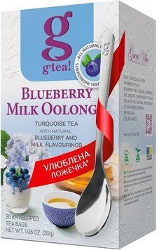 Чай бирюзовый g'tea! Blueberry Oolong с ароматом черники и молока 20 конвертов по 1.5 г (5060846025600) 000087648 фото