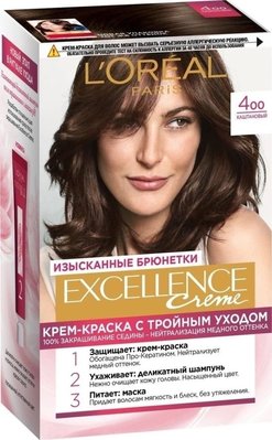 Стійка крем-фарба для волосся L'Oreal Paris Excellence Creme 4.00 - Каштановий (3600523781119) В00048110 фото