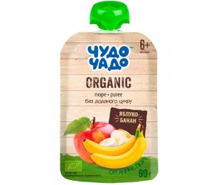 Пюре Чудо-Чадо Яблуко та Банан з 6 місяців 90 г (4820016254336) 000074671 фото