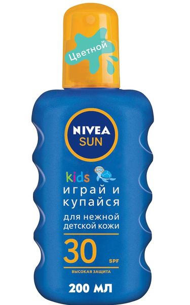 Дитячий сонцезахисний спрей Nivea Sun Грай та купайся SPF 30 200 мл (4005808854035) В00279893 фото