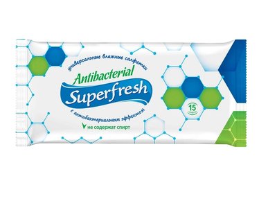 Влажные салфетки Super Fresh Антибактериальные, 15 шт. (4823071630497) В00193595 фото